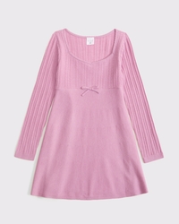 long-sleeve babydoll mini sweater dress