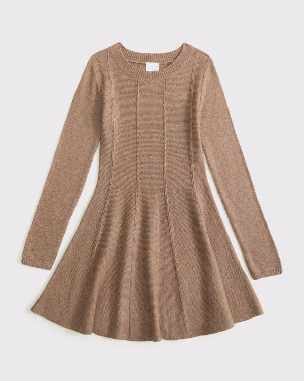 a&f mila long-sleeve mini sweater dress, Brown view 1