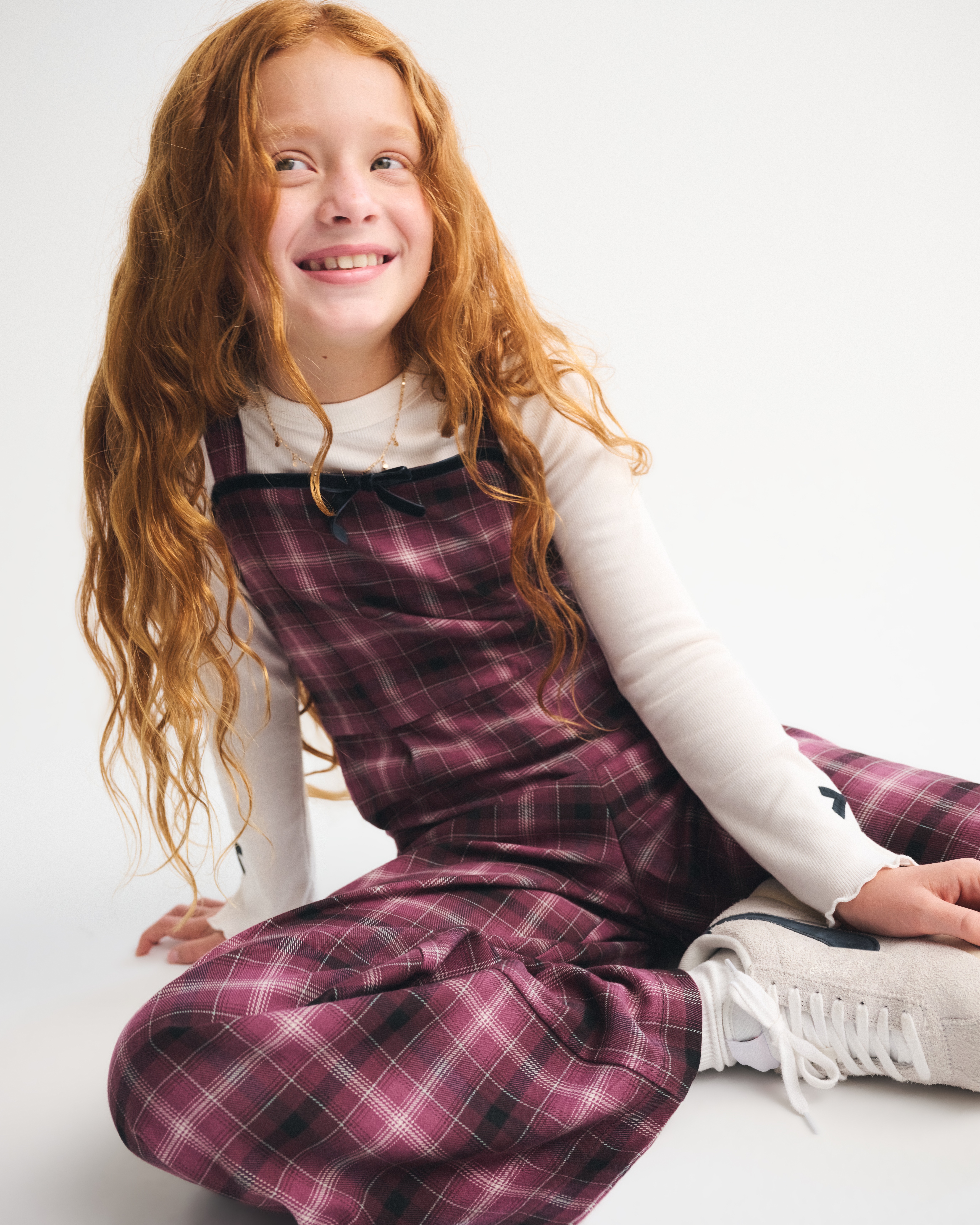 Abercrombie & Fitch Kids' Tie-front Plaid Jumpsuit