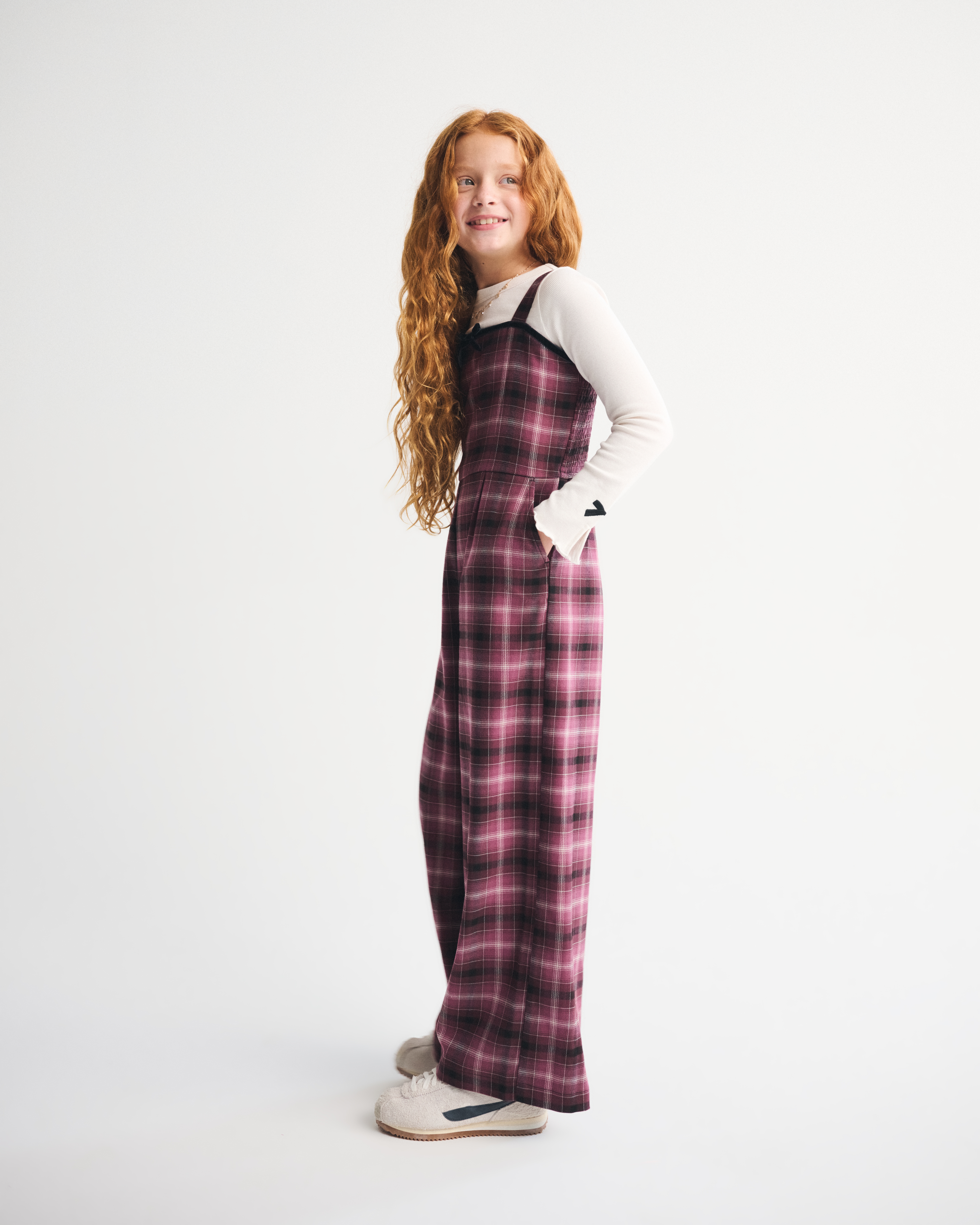 Abercrombie & Fitch Tie-front Plaid Jumpsuit