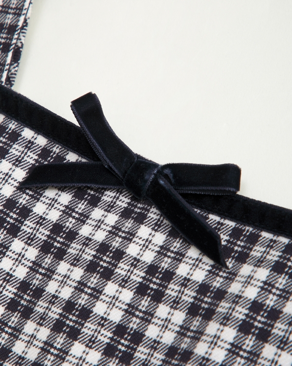 tie-front plaid jumpsuit, Black Plaid view 2