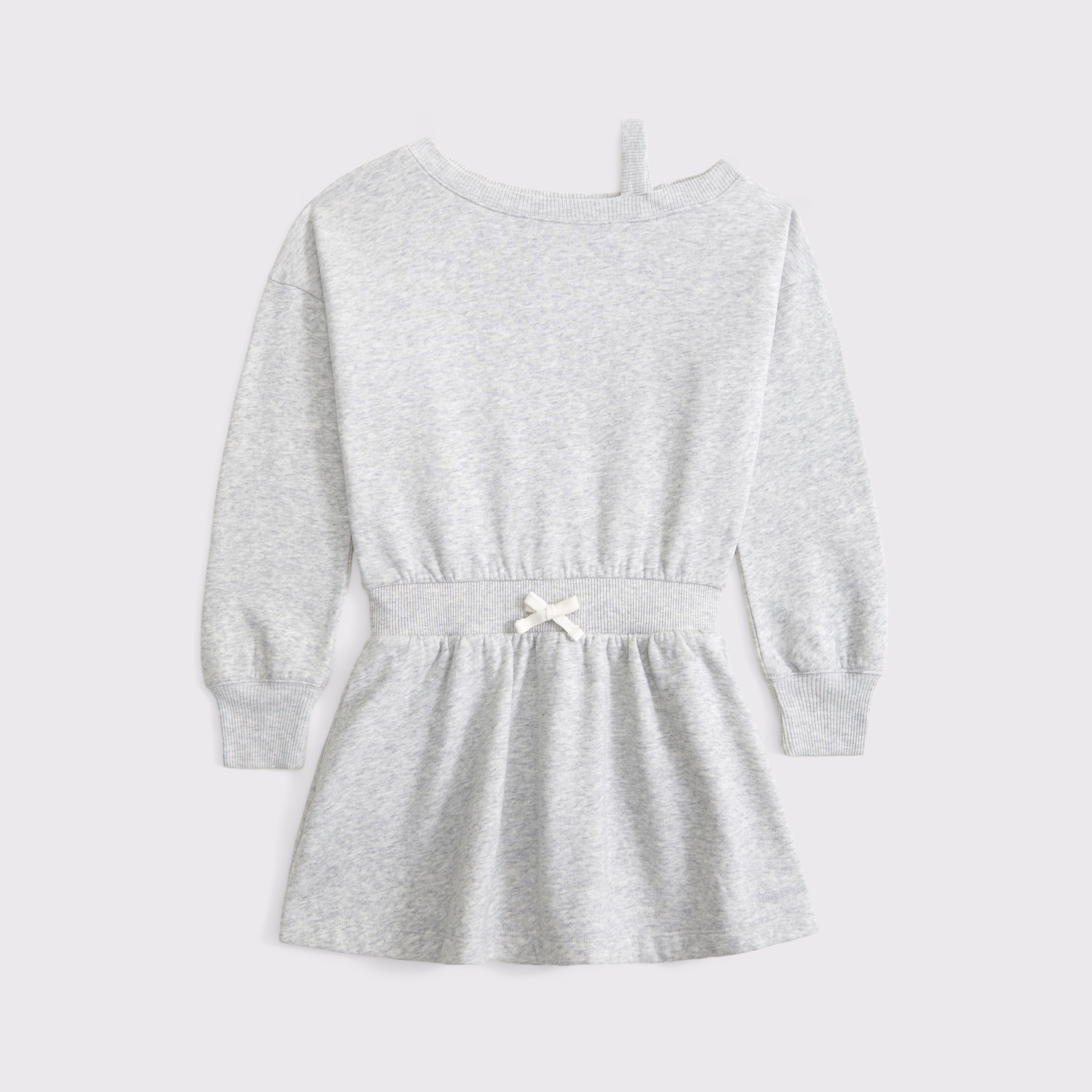 Abercrombie & Fitch Long-sleeve Off-the-shoulder Mini Dress In Gray