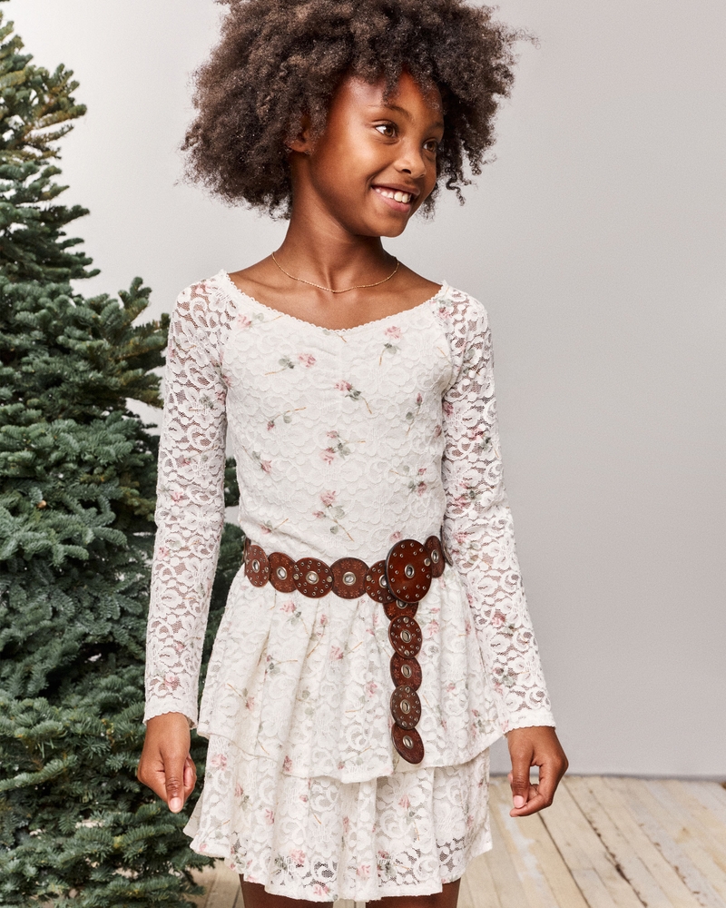 puff sleeve lace-trim mini dress