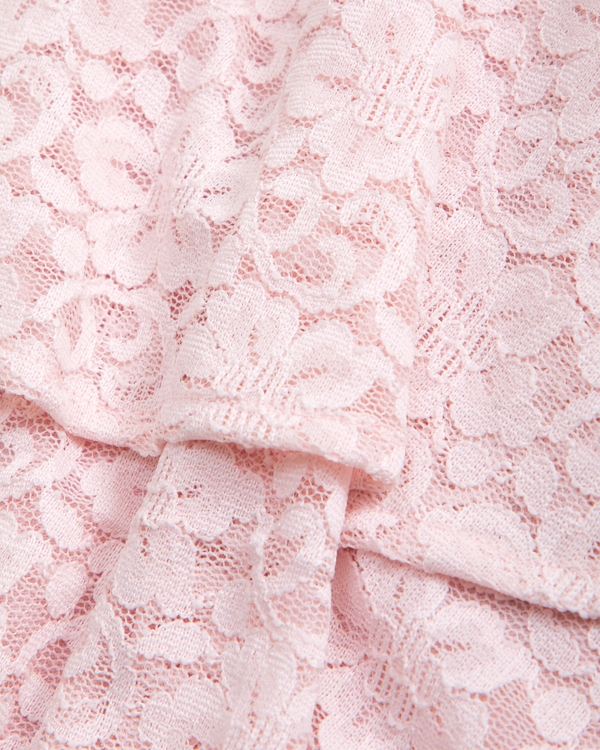 long-sleeve lace tiered mini dress, Light Pink view 2