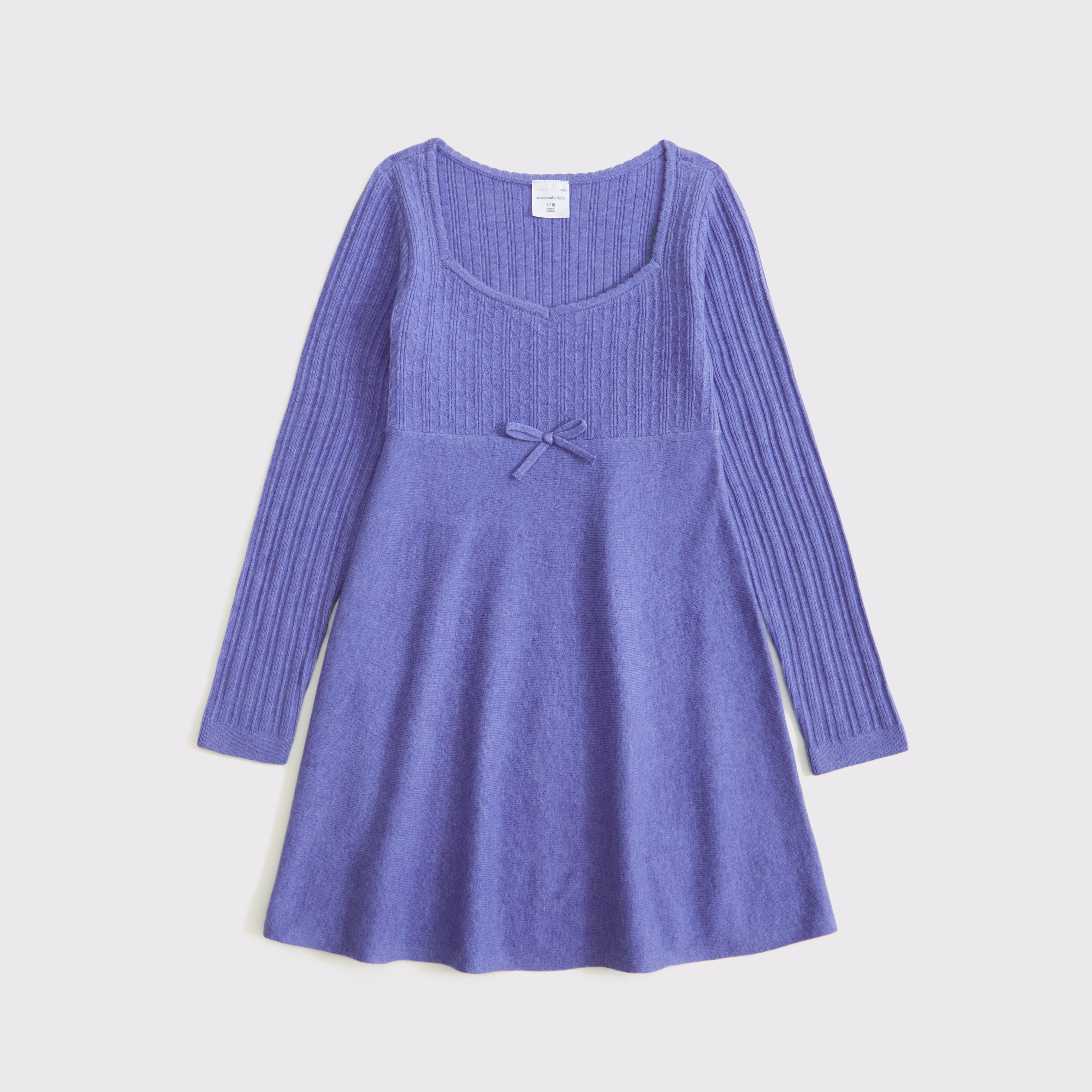 Abercrombie & Fitch Kids' Long-sleeve Babydoll Mini Sweater Dress In Blue