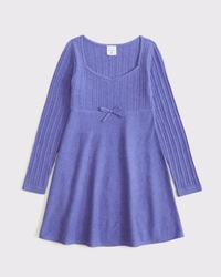 long-sleeve babydoll mini sweater dress