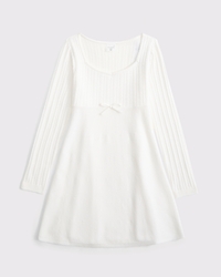 long-sleeve babydoll mini sweater dress