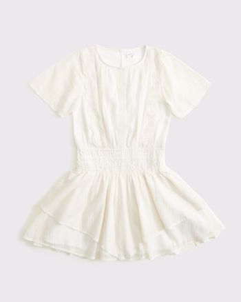 gauzy smocked waist mini dress