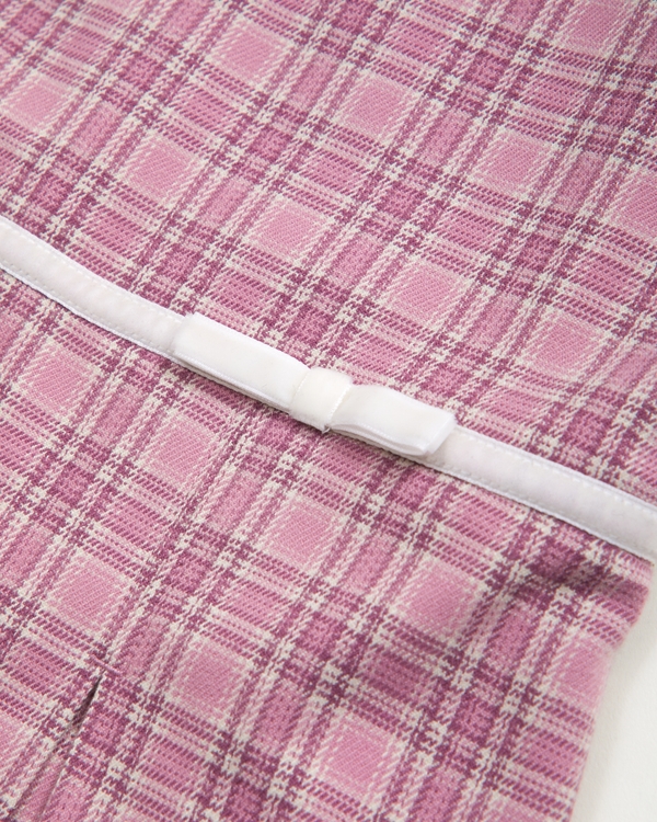 pleated mini dress, Pink Plaid view 2