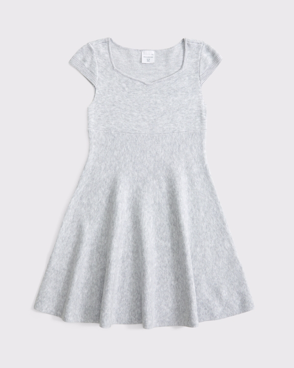 cap sleeve mini sweater dress, Light Gray view 1