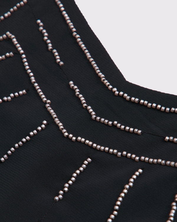 beaded mini dress, Black view 2