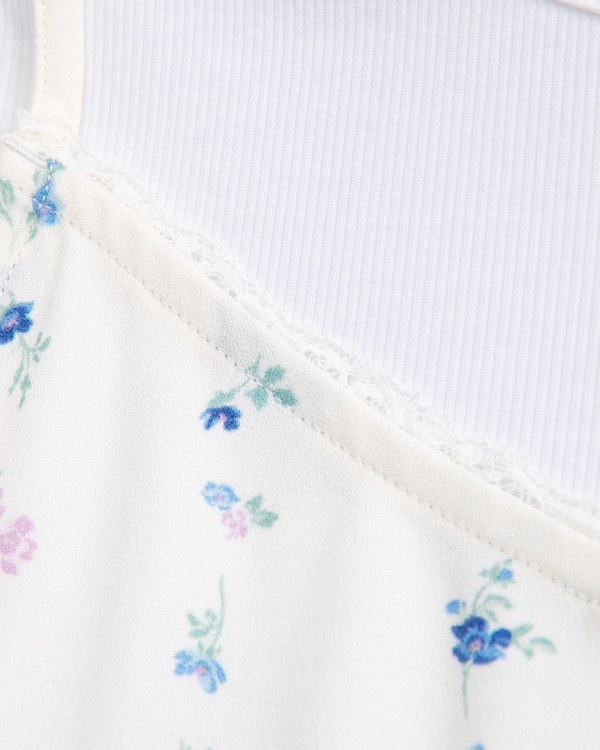 babydoll twofer mini dress, White Floral view 2