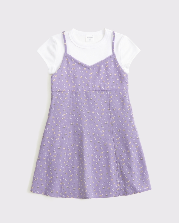 babydoll twofer mini dress, Purple Floral view 1