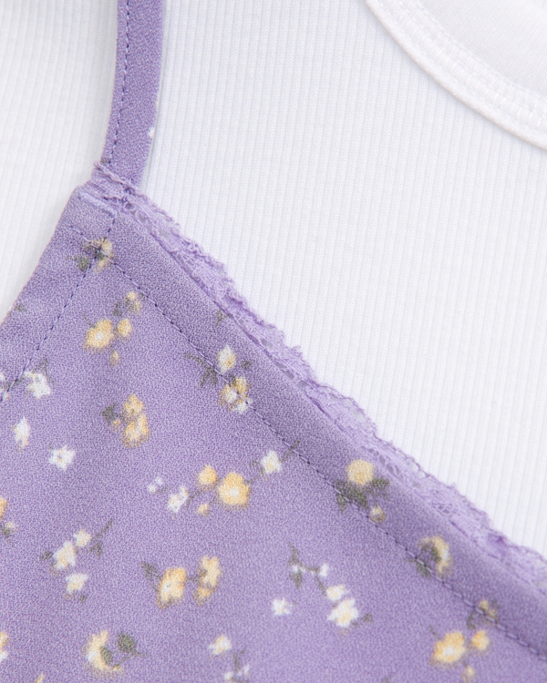 babydoll twofer mini dress, Purple Floral view 2