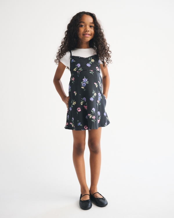 babydoll twofer mini dress, Black Floral view 1