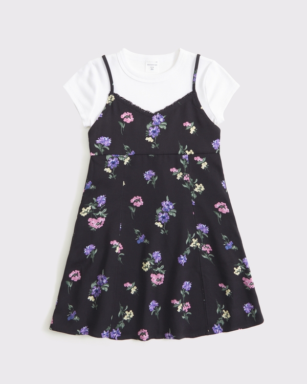 babydoll twofer mini dress, Black Floral view 2