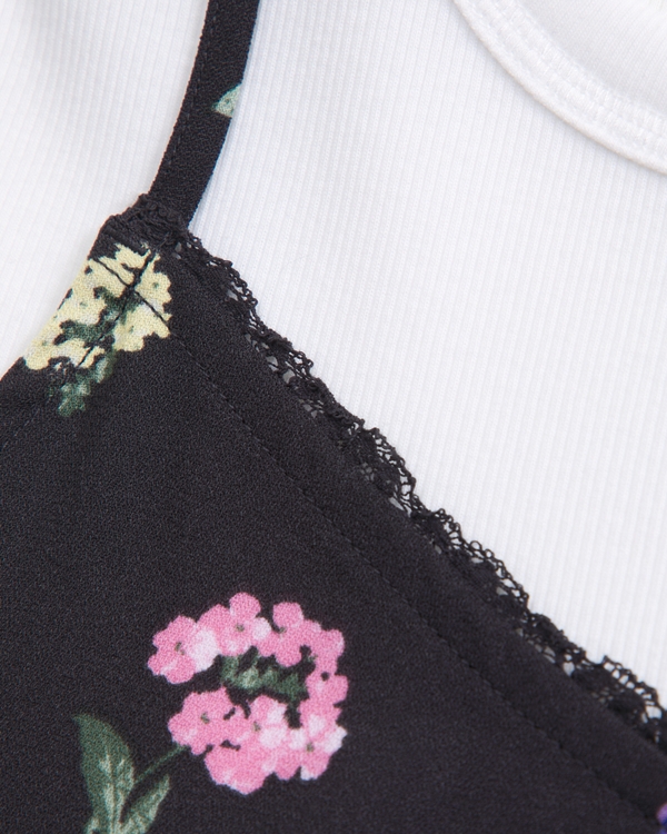 babydoll twofer mini dress, Black Floral view 2