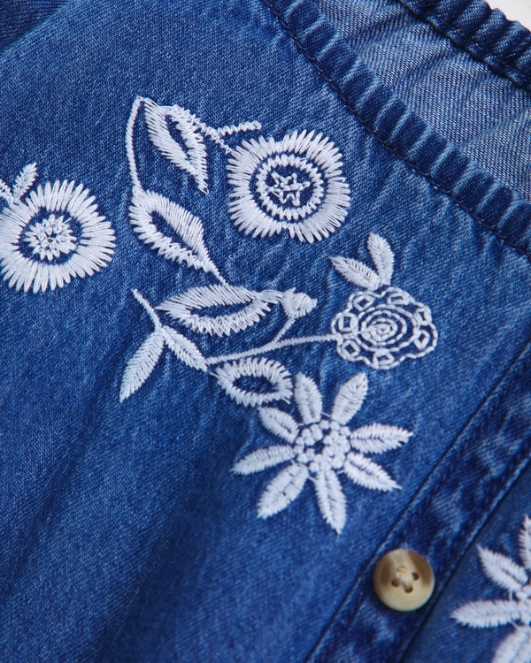 boho smocked waist mini dress, Denim view 2