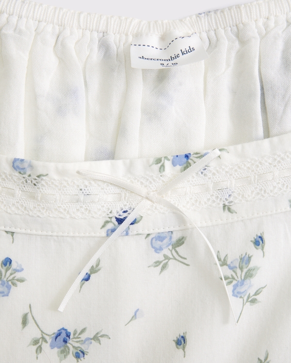 lace-trim midi dress, White Floral view 2