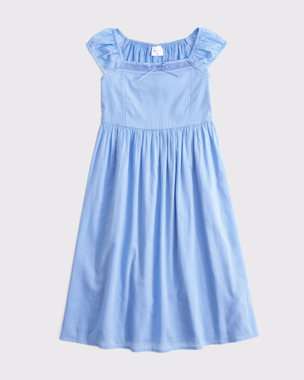 lace-trim midi dress, Blue view 1