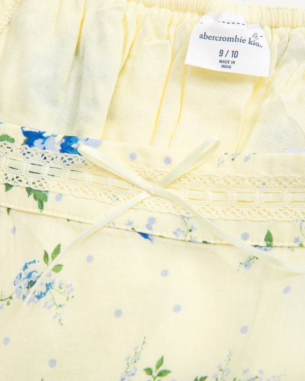 lace-trim midi dress, Yellow Floral view 2