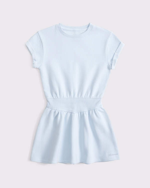 short-sleeve fleece mini dress, Ballet Blue view 1