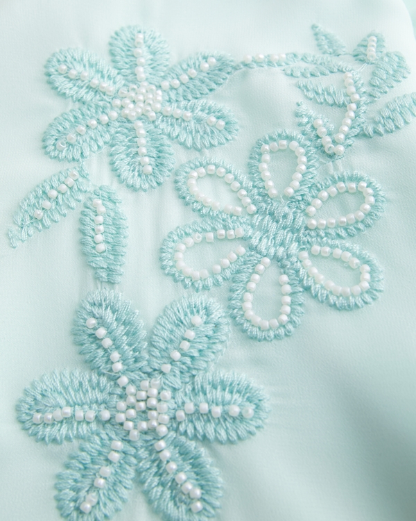 floral embroidered mini dress, Turquoise view 2