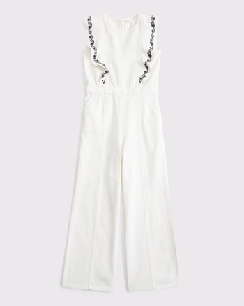 denim ruffle jumpsuit