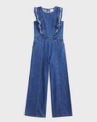 denim ruffle jumpsuit