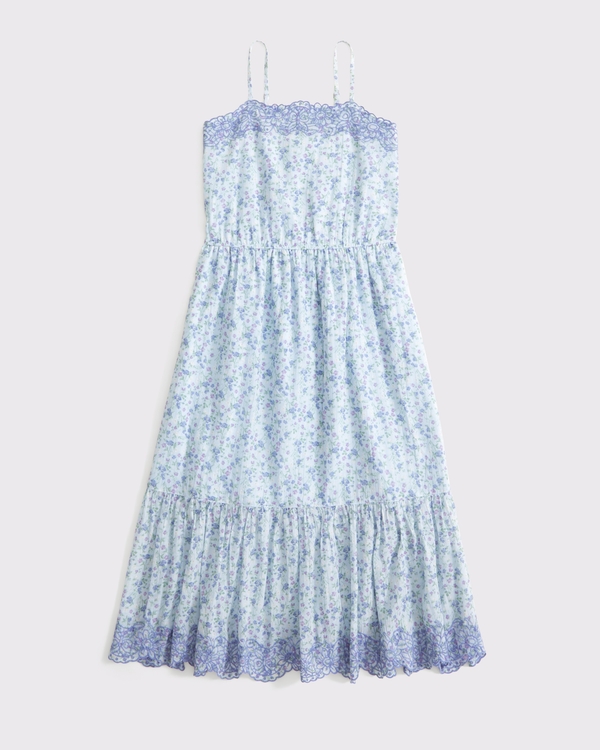 lace-trim maxi dress, Blue Floral view 2