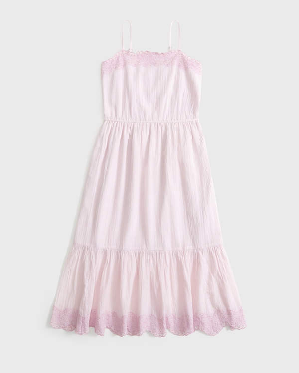 lace-trim maxi dress, Light Pink view 1