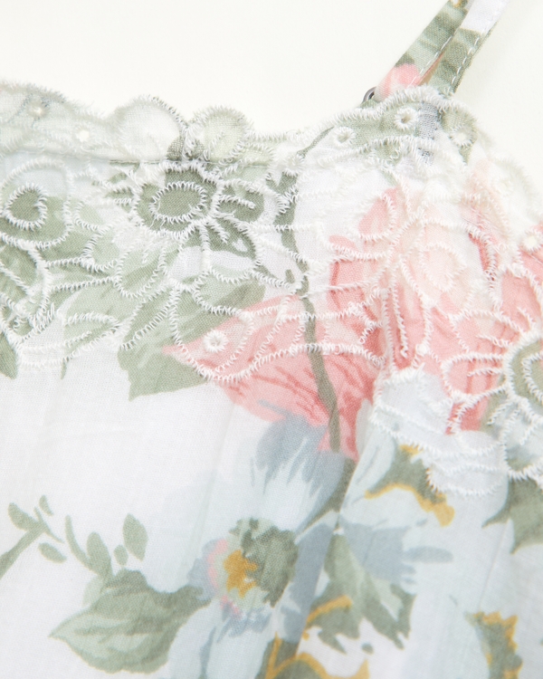 lace-trim maxi dress, White Floral view 2