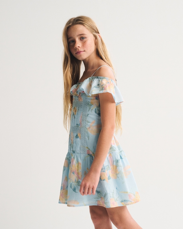 ruffle lace-trim mini dress