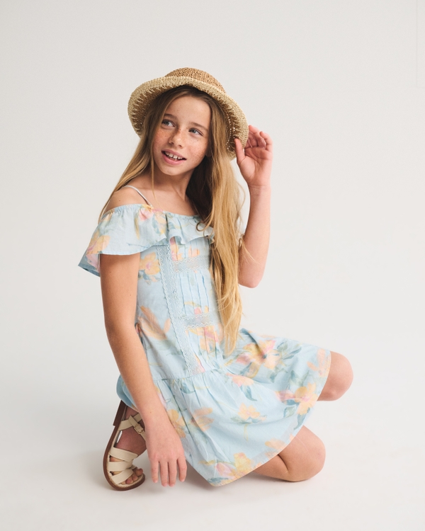 ruffle lace-trim mini dress