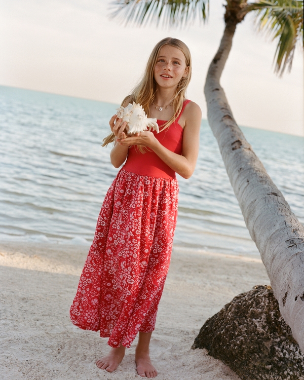 squareneck maxi dress, Red Pattern view 1