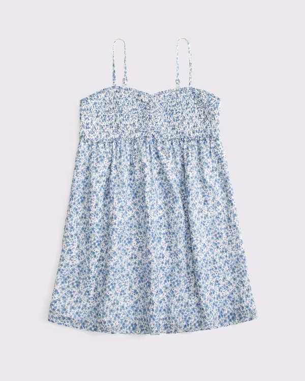 smocked babydoll dress, Blue Floral view 1