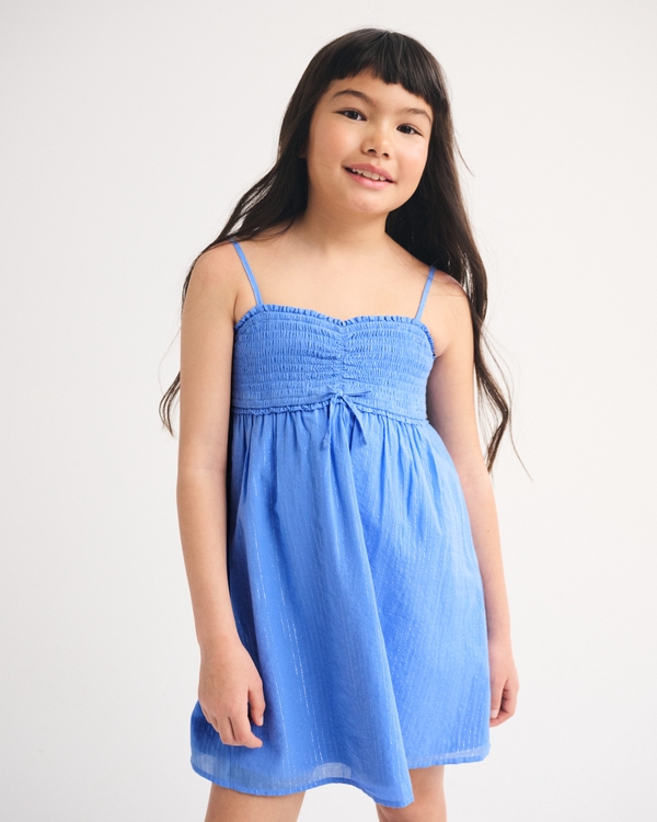 Robe babydoll smockée, Bleu view 1