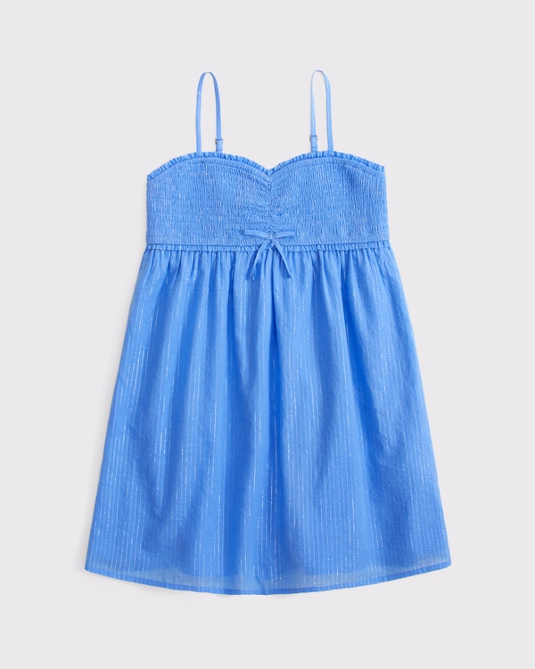 smocked babydoll dress, Blue view 2