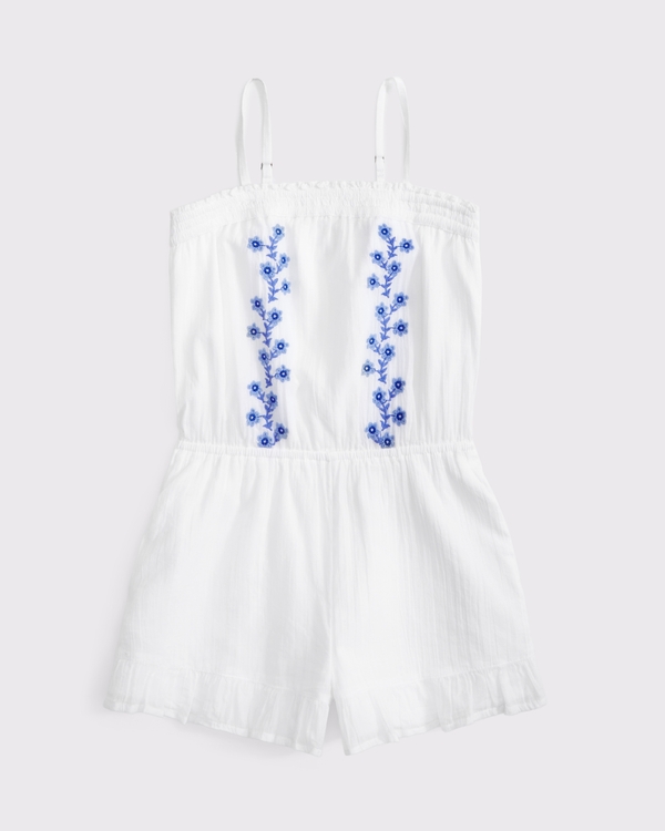 smocked tube top romper, White view 1