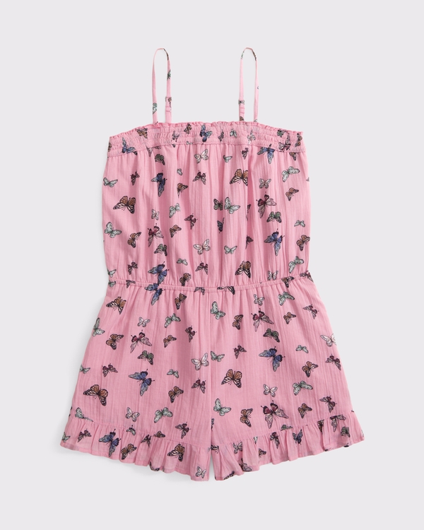 smocked tube top romper, Pink Pattern view 1