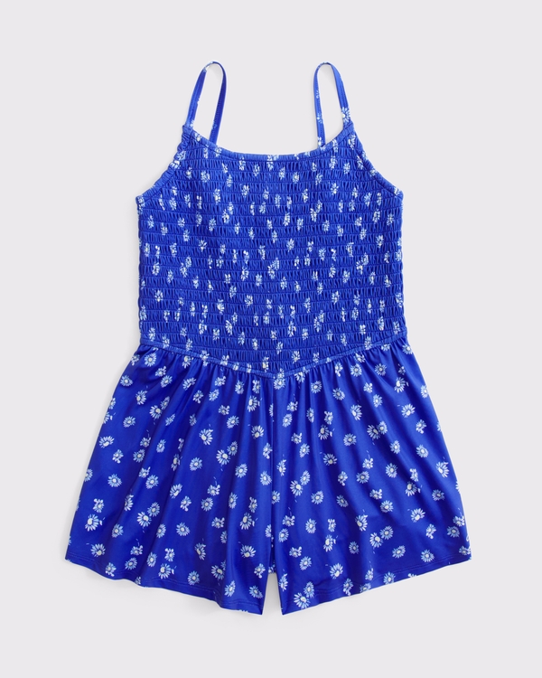 ypb smocked romper, Blue Floral view 1
