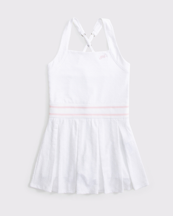 ypb lace pleated dress, White view 1