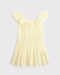 ruffle lace-trim mini dress
