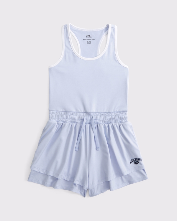 ypb graphic logo tiered romper, Light Blue view 1
