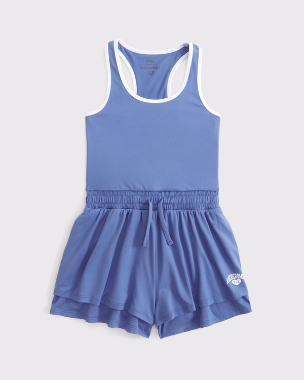 ypb graphic logo tiered romper, Dark Periwinkle view 1