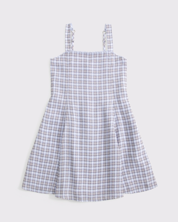 pattern mini dress, Light Blue Plaid view 1