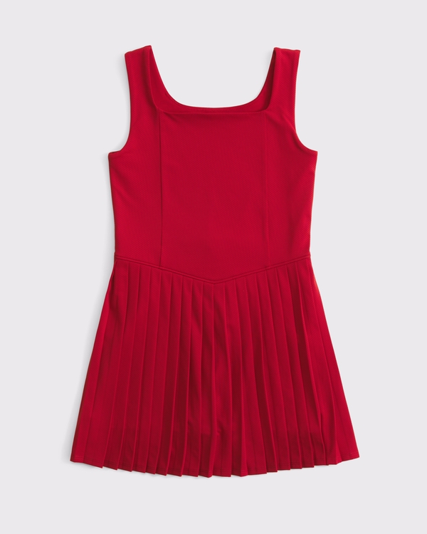 ypb pleated mini dress, Berry Red view 2