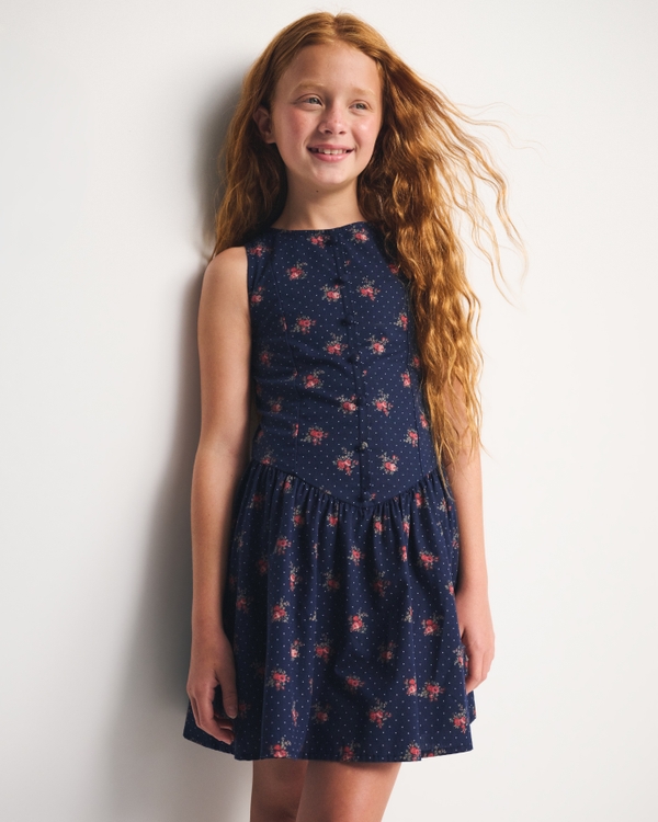 button-through mini dress, Navy Floral view 1