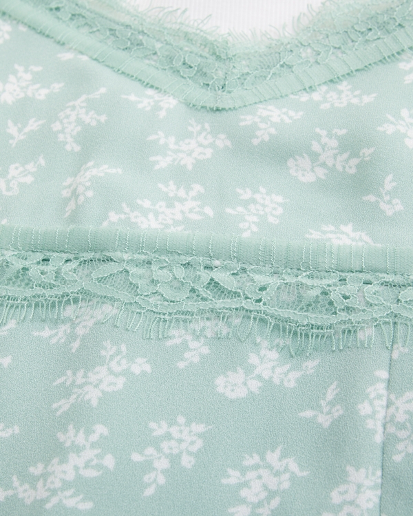 lace-trim twofer dress, Faded Teal Floral view 2