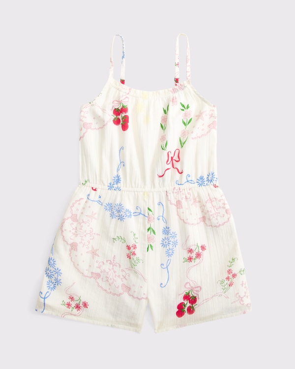 printed smocked romper, White Pattern view 2